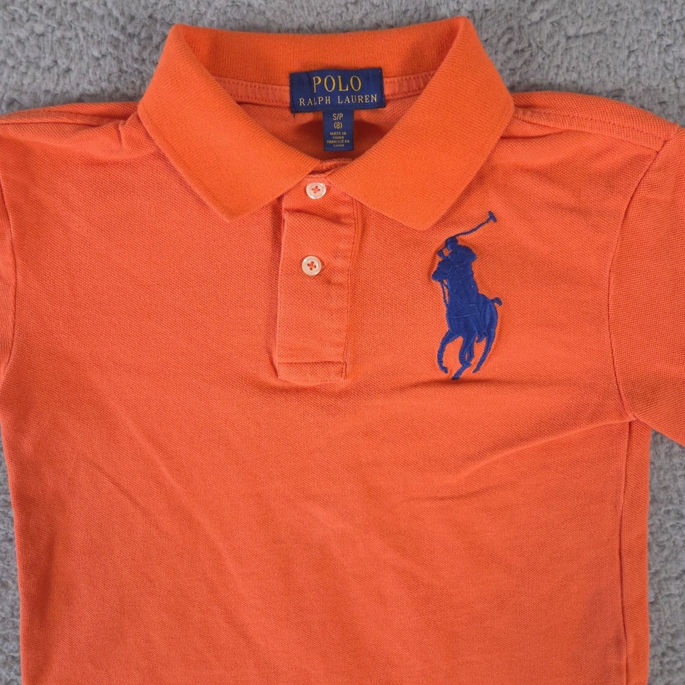 Polo Ralph Lauren Shirt Youth S (8) Orange Big Pony Preppy Boys Casual School